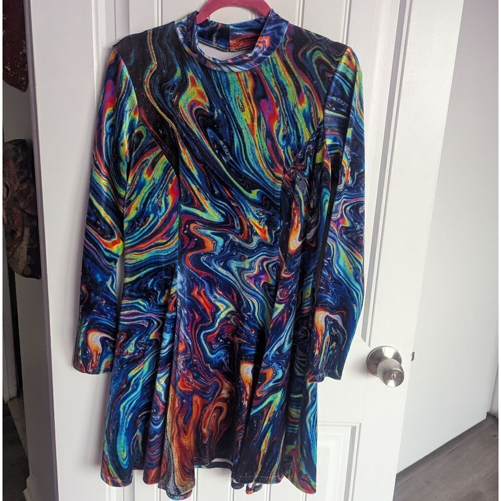 Blackmilk - XXL I BLEED GASOLINE VELVET LONG SLEEVE EVIL MINI DRESS